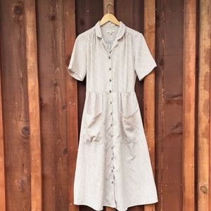 Roolee Ditsy Floral Button Front Midi Dress